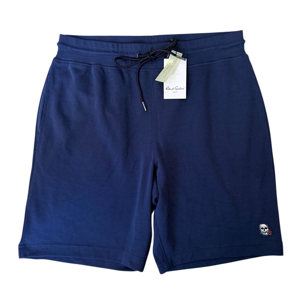 Robert Graham Mens XL Classic Fit Navy Blue Sweat Shorts Skull NWT